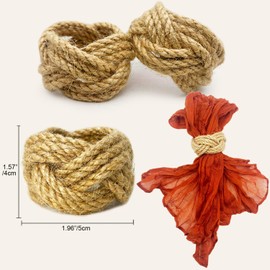 WINGFISH Napkin Rings Set of 50 Farmhouse Woven Napkin Rings Bulk Burlap Jute Napkin Rings for Dinning Table, Nautical Napkin Rings Table Decor for Party Gathering Banquet Wedding Birthday