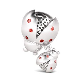 GNOCE Ladybug Charm 925 Sterling Silver Be Thankful Dangle Charm Cute Ladybug Bead For Bracelet/Necklace Women Animal Lovers Gift