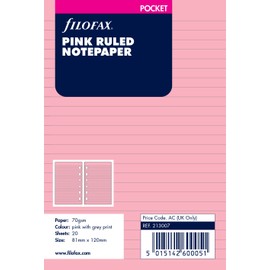Filofax Pocket Pink Ruled Notepaper - 20 Pages - 8.1 x 12 cm - Pink - Leather - Planner