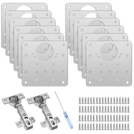 12 Piece Hinge Repair Kit, Repair Piece for Side Hinge Plate with 2 Hinges, 72 Screws, Kitchen Hinge Repair Plates for Cabinet/Furniture/Drawer/Window