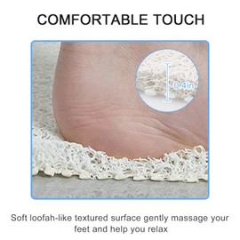 Square Shower Mat, Non Slip Anti Mould Bath Mat 53 x 53 cm, Loofah Shower Mats for Inside Shower, Washable Bath Mats with Drain, Bath Mat for Bathroom Floor, Bathtub Mat for Elderly, Quick Dry (White)