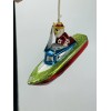 Raz Import Santa in Speedboat Christmas Figurine Glass Ornament 5"