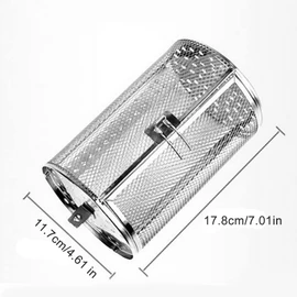 Yueyang Stainless Steel Grilled Cage, BBQ Grill Roaster, Rotisserie Grill Basket for Vegetables, Nuts, Fruits & Meats, with Door Opening Design