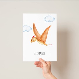 Pompom Prints® Dinosaur Boys Room Nursery prints, Dino Wall Art Picture Prints - [Picture Frames NOT Included] - Set of 6 (A4)