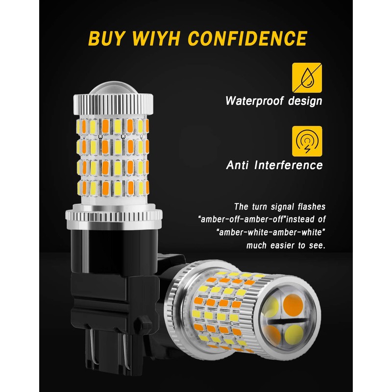 AUXLIGHT 3157 4157 3057 3457 Switchback LED Bulbs 76SMD Chipsets
