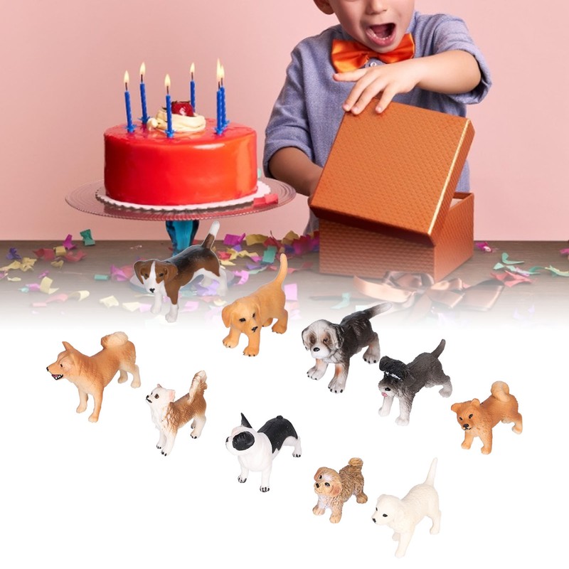 10PCS Mini Dog Figurines Toy Set Hand Painted Plastic Simulation
