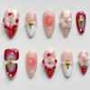 Luxury Press on Nails Medium Almond Handmade 3D Unique Reusable