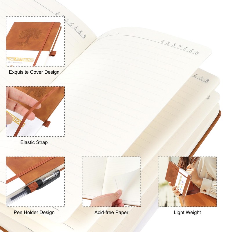 JUNART A5 Lined Journal Notebooks for Women & Men with