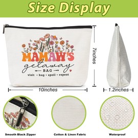 Retro Flower Funny Mamaw Gifts, Grandma Gifts from Granddaughter Mothers Day Birthday Visit Cosmetic Bag Christmas Thank You Gifts Makeup Bag for Women Nana Best Friend Mom Mimi Nanny Grandmother
