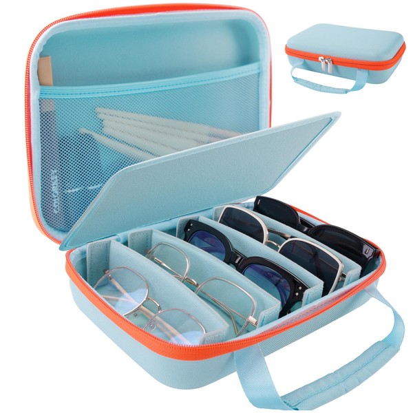 Fonwill Travel Sunglasses Organizer, Portable Sunglasses Case for Multiple Pairs,