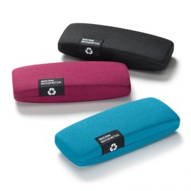 FEFI - Hard case glasses case with cover made from recycled PET bottles - With glasses cleaning cloth, blue
