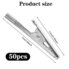 50 PCS Alligator Clips, Electrical Test Cable Crocodile Clips, Metal Croc Clips for Laboratory Electric Testing Work(50mm)