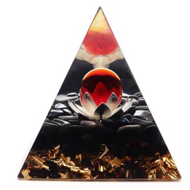 Gold Stone Orgonite Pyramid Figurine Natural Stone Power Stone Purifying Obsidian Ripple Obsidian Lotus Flower