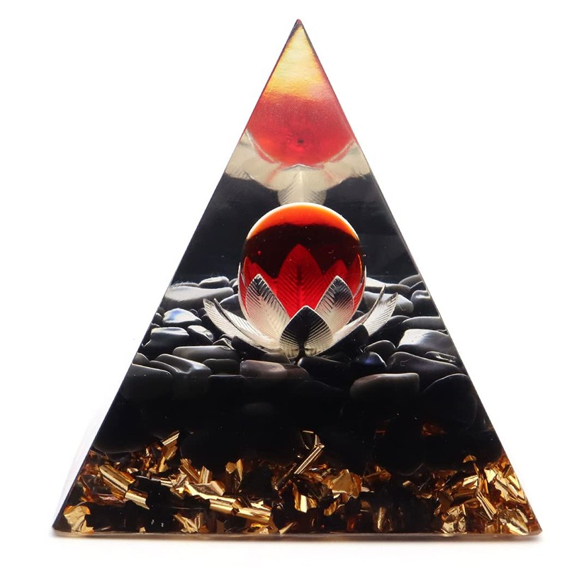 Gold Stone Orgonite Pyramid Figurine Natural Stone Power Stone Purifying