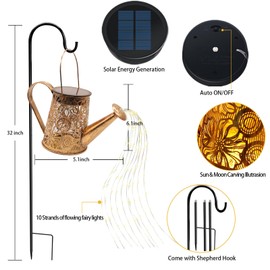 Solar Watering Can Lights Outdoor, Gardening Gifts for Mom Women Grandma Mother's Day, Waterproof Garden Decor Hanging Solar Lantern Lights, Outdoor Patio Yard Porch Decor for Birthday Christmas