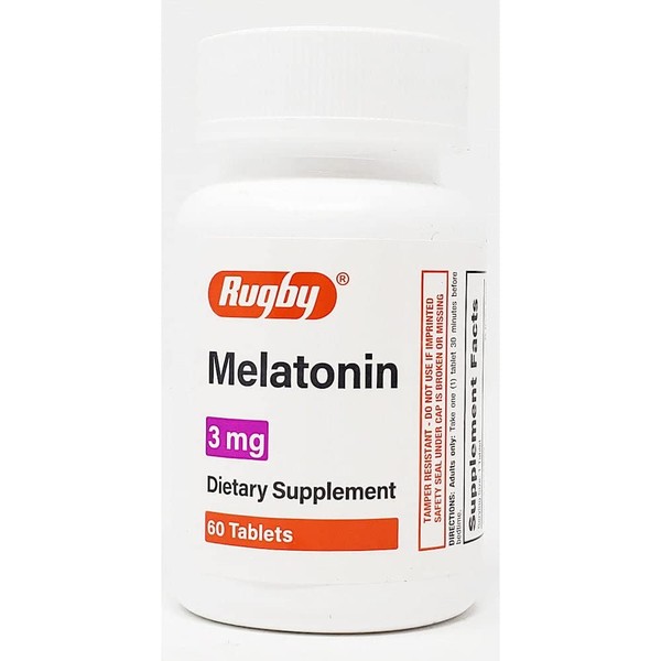 Rugby Melatonin 3MG TAB Melatonin-3 MG White 60 Tablets UPC 005366412085