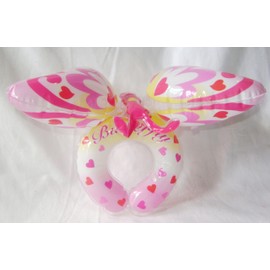 Henbrandt NEW PINK INFLATABLE BUTTERFLY TOY ON WRIST BAND BRACELET