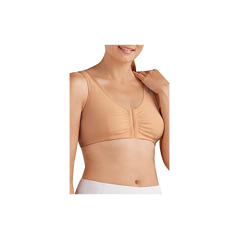 AMOENA Women's Frances Front-Closure Leisure Bra Nude, Large DD/E