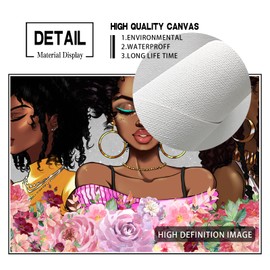 African American Black Girl Pictures Prints Painting Framed Canvas Inspirational Wall Art For Living Dining Room Kitchen Office Bedroom Bathroom Home Wall Art Decor Decorations