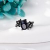 HUKKUN Blue Sandstone Ring Sterling Silver Black Galaxy Engagement Ring