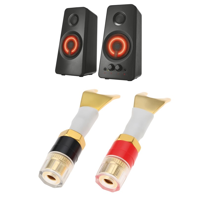 EMSea 2 Pairs Spades Fork Plug to Twist Binding Post