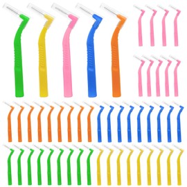 ACSKD Angle Interdental Brushes, 50 Count, 5 Sizes Dental Floss Picks, Dental Plaque Removal Teeth Cleaning Tools for Home and Travel