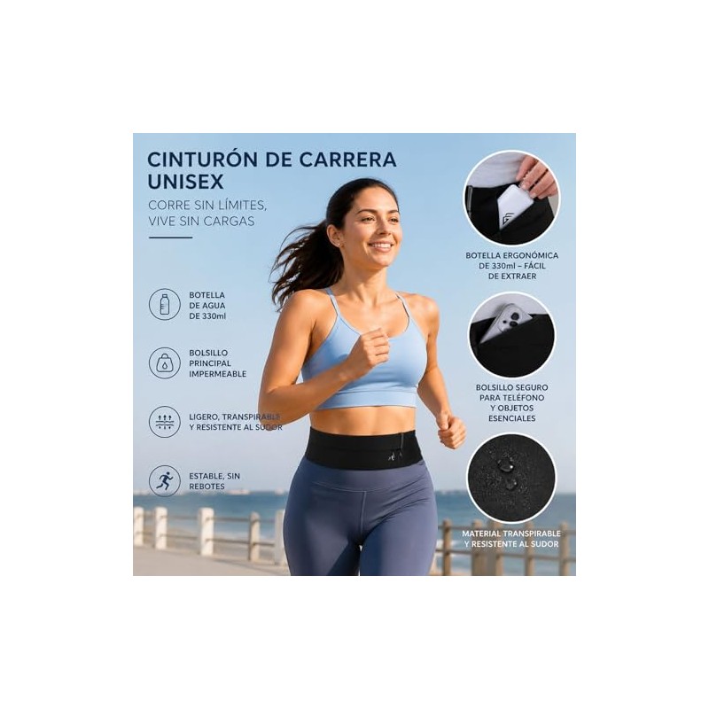 Cinturón de Running Lumewave para Mujeres y Hombres con Portabotellas