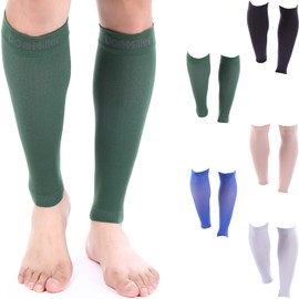 Doc Miller Calf Compression Sleeve Men - 30-40 mmHg, Medical Grade Calf Sleeves for Men and Women Supports Shin Splints, and Varicose Veins Recovery - 1 Pair X-Large Size - Dark Green Calf Sleeve