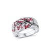 Santuzza 925 Sterling Silver Cherry Ring Created Ruby Cubic Zirconia