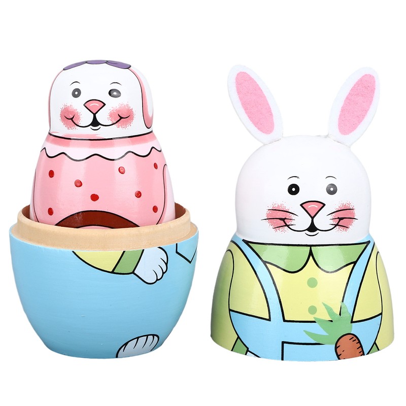 Wooden Russian Nesting Dolls Rabbit Shape Wood Nesting Dolls for