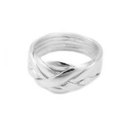 Windalf ZANO Puzzle Ring 9 mm 6-Piece Puzzle Jewellery Bohemia Engagement Ring 925 Sterling Silver, Silver, No Gemstone