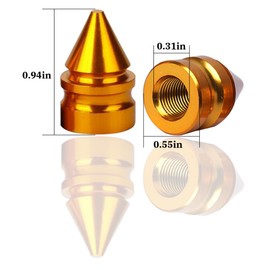 Osilly Car Tire Valve Caps, 8 Pack Spike Aluminium Alloy Auto Air Pressure Stem Caps, Universal Dust-Proof Car Tire Valve Trim Accessories, Fit for Cars, Trucks, SUVs and Motorcycles (Gold)