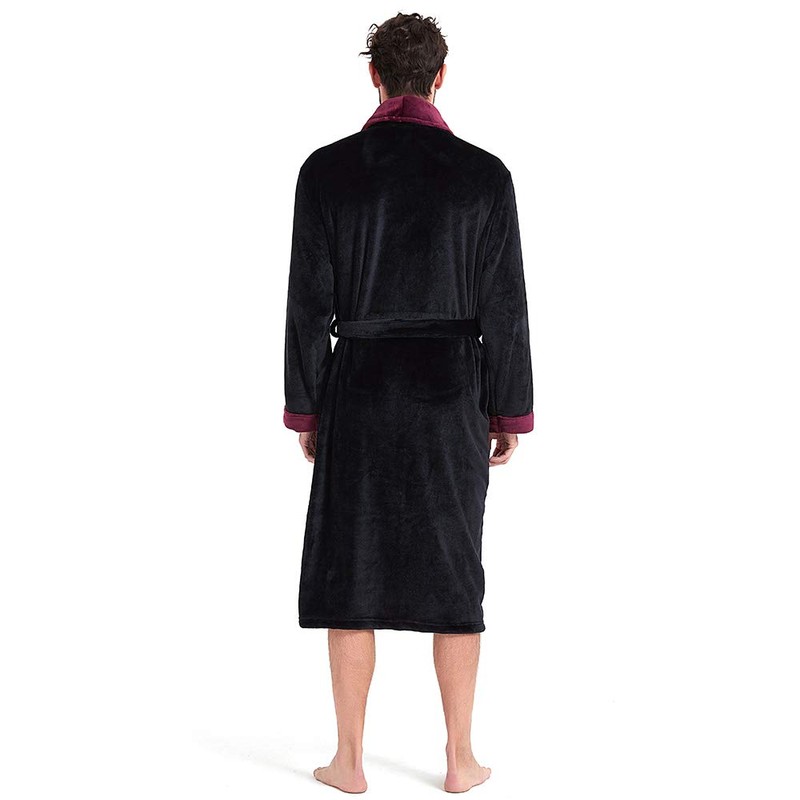 Men's Ultrasoft Plush Bathrobe Fleece Spa Robe Swim Hotel Warm