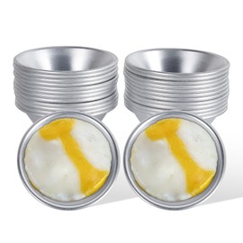 ZANHIX 24 Pcs Puto Molder Filipino Stainless Steel - Medium-Size -3.1”x1.2” Non-Stick Puto Mold Cups for Steamer Filipino, Reusable Kutsinta Molder for Baking Puto Kutsinta Mini Muffin Tart Rice Cakes