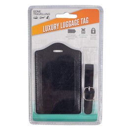 Gone Travelling RY645 Unisex Luggage Tag with Adjustable Removeable Strap - Baggage Tag Label for Suitcases, Bags and Cases Medium, Black