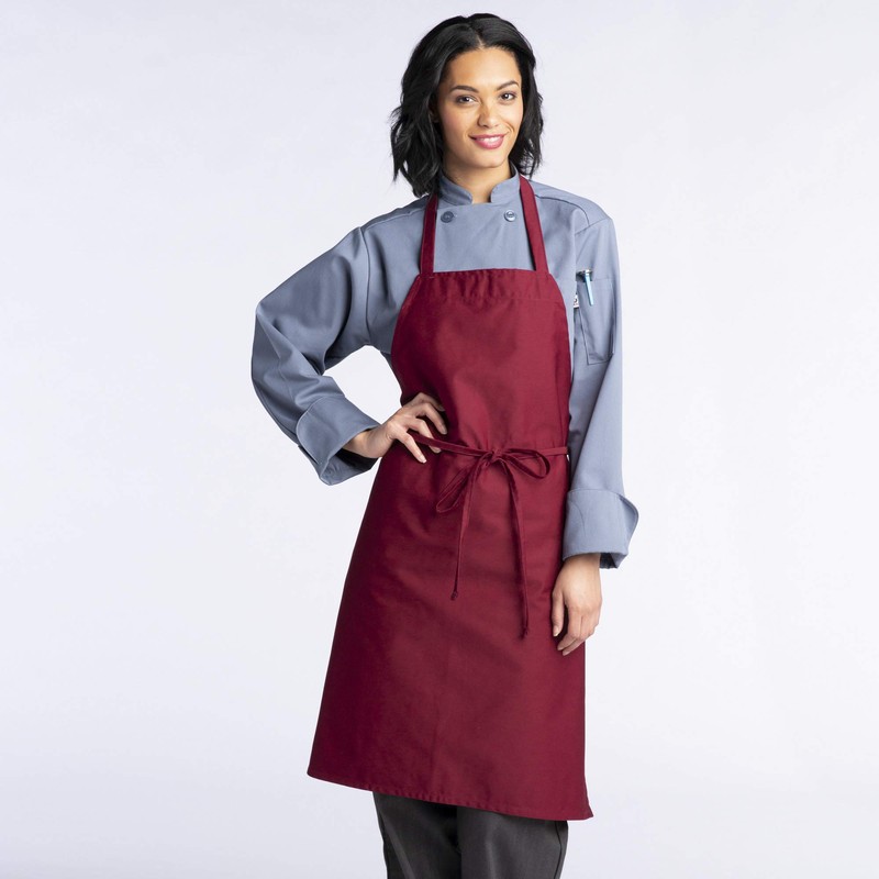 Uncommon Threads Unisex Restaurant Bib Apron, Burgundy, One Size