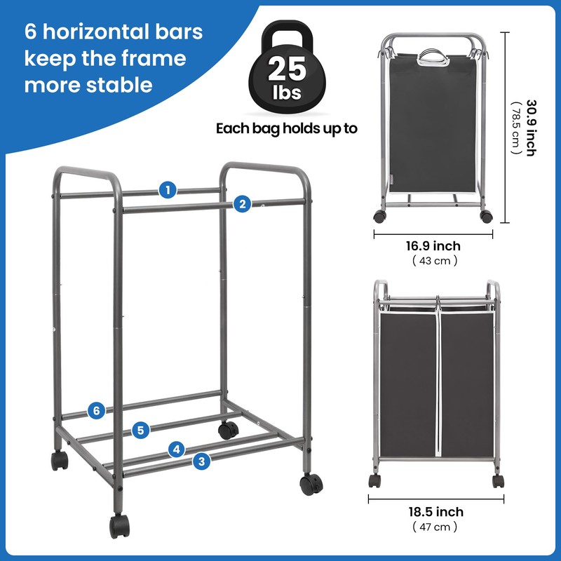 STORAGE MANIAC Laundry Sorter 2 Section, 90 L Gal Laundry