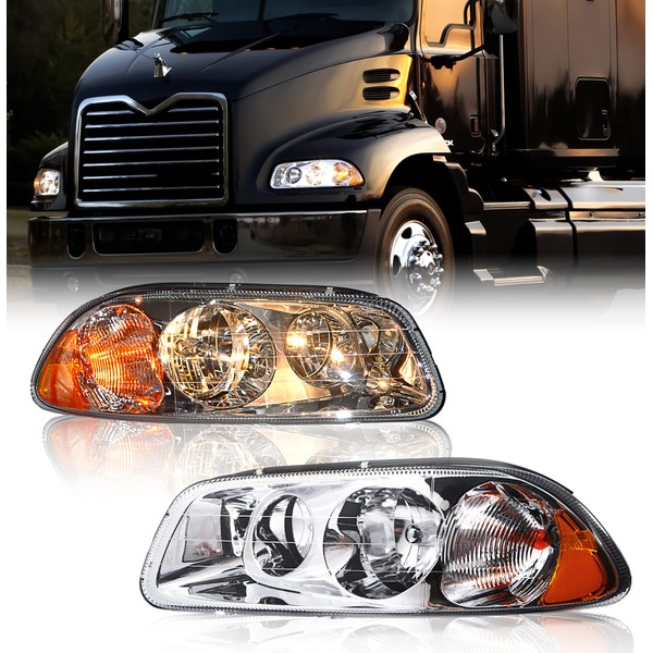 Torque Headlight PAIR Replacement for Mack Vision Granite Pinnacle CX CXU CXN GU4 GU5 GU7 GU8 CXN613 CXU613 CT713 GU813 semi Trucks [Included All Bulbs] Driver Passenger Side Set (TR049-R,TR049-L)