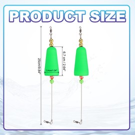 PATIKIL Fishing Floats Rigs 9.8 Inch, 4 Pack Conical Fishing Bobbers Popping Corks Float Weighted Bobbers Fishing Tackle with Copper Beads for Saltwater Freshwater Fishing Tackle, Green