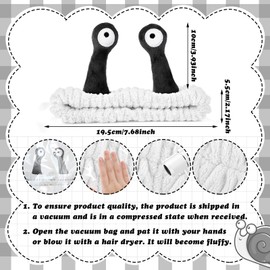 Sibba Face Wash Headband Snail Headbands Spa Hair Bands Makeup Headbands Cute Cartoon Coral Fleece Elastic Headband Creative Hair Accessories for Washing Face Shower Sports Beauty Skincare (White)