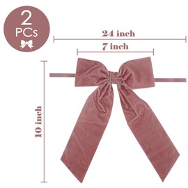 AIMUDI Pink Rosy Velvet Bows 7" Pink Premade Velvet Bows Christmas Bows for Gift Wrapping, Holiday Crafts, Wreaths, Garlands, Staircase, Home Outdoor Decor Winter Christmas Tree Decorations, 2 PCs