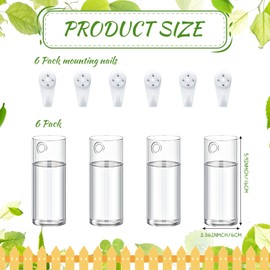 Baderke 6 Pcs Glass Wall Vase for Plants Indoor Hanging Propagation Planter Container Holder with Plastic Invisible Traceless Hangers Hydroponic Plant Succulent Garden Wedding Decor