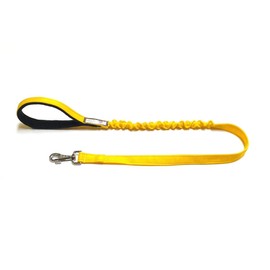 Dog Lead With Shock Absorbing Bungee Cord Training Walking Leash Soft Padded Handle (76" (1.9 Metres), Yellow)
