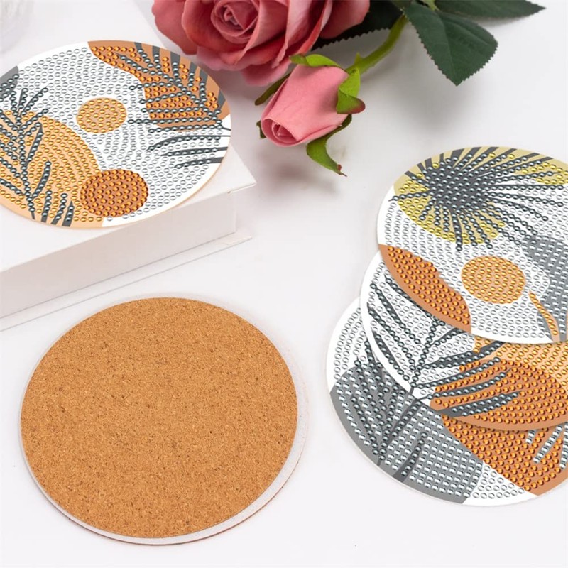 Diamond Painting Coasters, DIY Green Leaves Diamond Art Coaster with