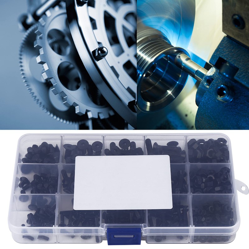 440 Pieces Screws Set M3 M4 M5 Steel Flat Head