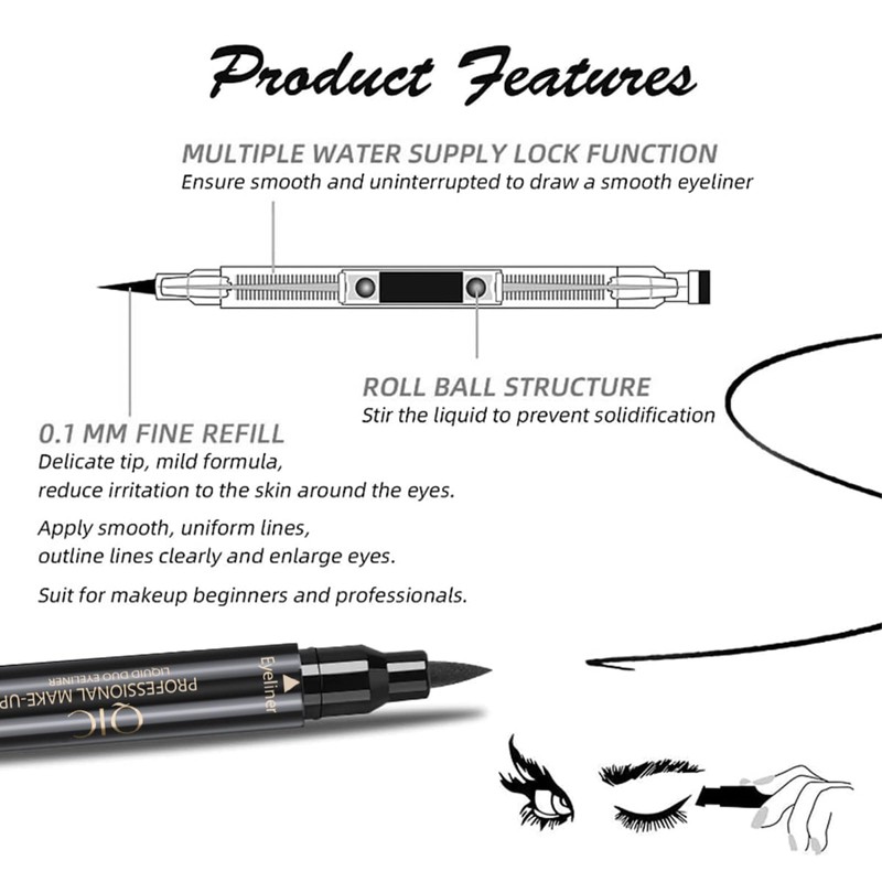 Eyeliner Stamp, Winged Eyeliner Pen Stencil, Waterproof Liquid Eyeliner Pencil,