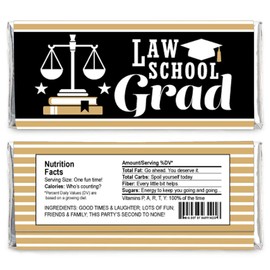 Big Dot of Happiness Law School Grad - Candy Bar Wrapper Future Lawyer Graduation Party Favors - Set of 24