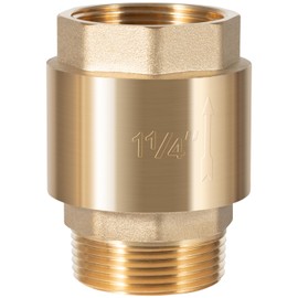 1-1/4 Inch Brass Check Valve, One-Way Non Return In Line Spring Check Valve with Backflow Prevention, 1.25’’ NPT Male in 1.25’’ FNPT out for Garden Hose Well Pumps Irrigation Systems Chemical Industry