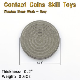 EDC Titanium Contact Coins Fidget Toys, Pocket Skill Toys Lucky Coin Worry Stone, Solid Double Face Concentric-Circles Patterns Coins (Stone wash - Gray)