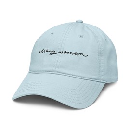 Ripple Junction Strong Woman Cursive Letters Adjustable Baseball Hat, Baby Blue, One Size
